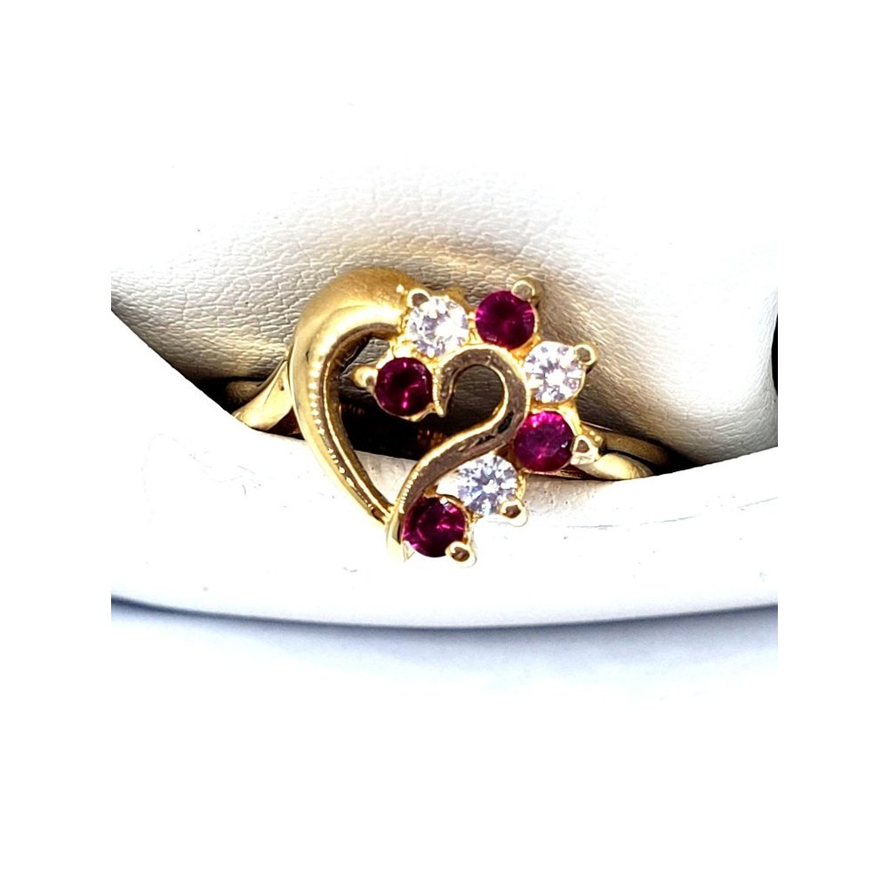 14K REAL GOLD  Women's Ring Heart CZ size 7